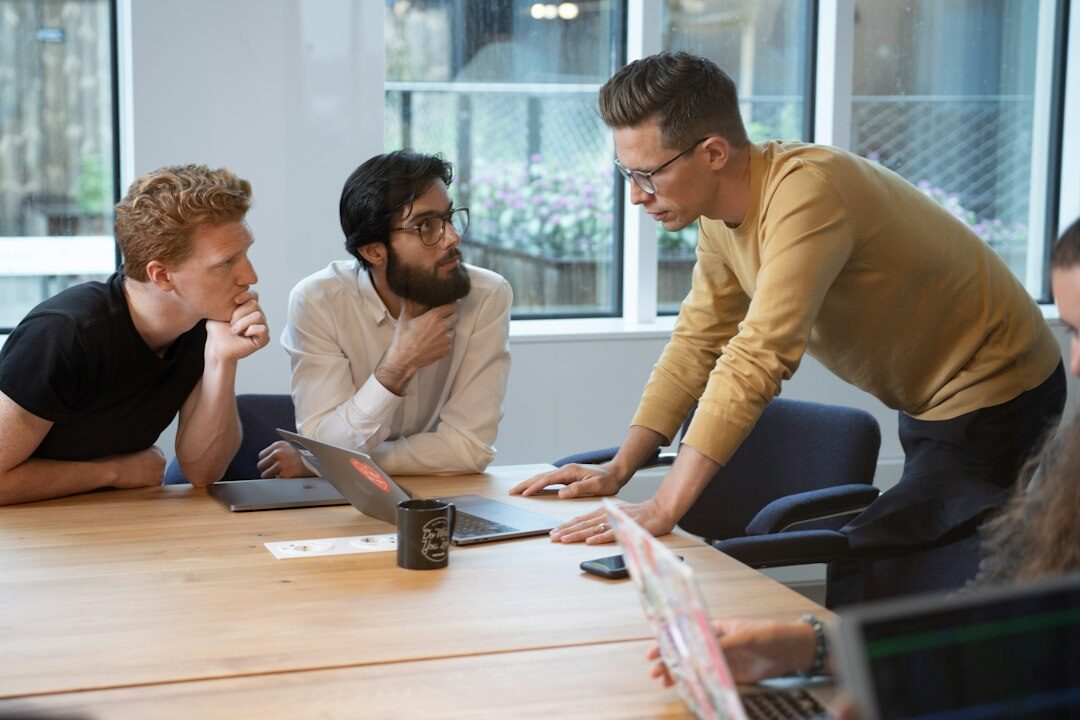 diverse team discussing code